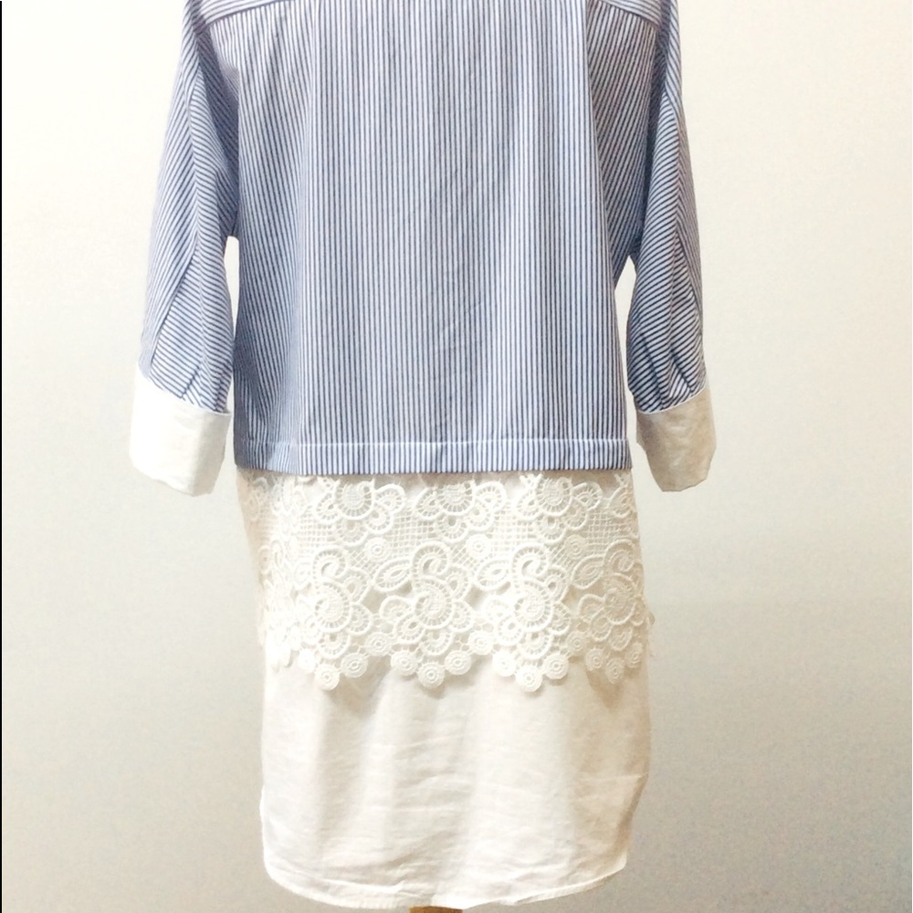 Zara Basic*Collection (M) Tunic Pinstripes / Lace. - image 4